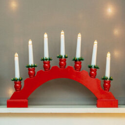 The Christmas Workshop 71179 Red Arched Wooden Candle Bridge With Candle Holders - thumbnail 8