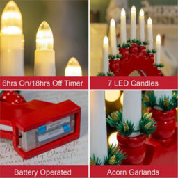 The Christmas Workshop 71179 Red Arched Wooden Candle Bridge With Candle Holders - thumbnail 3