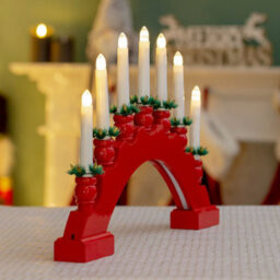 The Christmas Workshop 71179 Red Arched Wooden Candle Bridge With Candle Holders - thumbnail 7