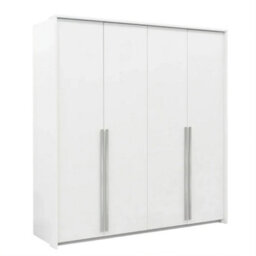 Arte Genua 4-Door Wardrobe - Matt White With Silver Handles, Contemporary Bedroom Storage 210Cm - thumbnail 1