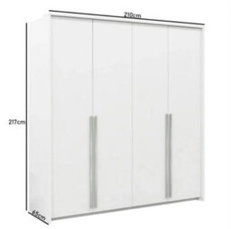 Arte Genua 4-Door Wardrobe - Matt White With Silver Handles, Contemporary Bedroom Storage 210Cm - thumbnail 3