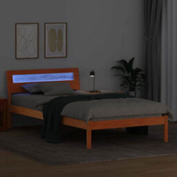 Berkfield Modern With Led Strip Lights Wax Brown 75 X 190 Cm Solid Pine Wood - thumbnail 4