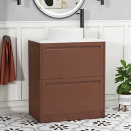 Royal Bathrooms Royal Bathroom Elmore 700mm Terracotta Clay Freestanding Countertop Bathroom Vanity Unit 2 Drawer With Round Basin - thumbnail 1