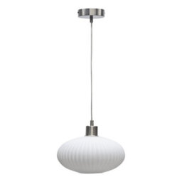 First Choice Lighting White Oval Glass Satin Nickel Kitchen Dining Ceiling Light Pendant - thumbnail 1