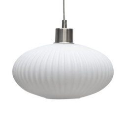 First Choice Lighting White Oval Glass Satin Nickel Kitchen Dining Ceiling Light Pendant - thumbnail 7