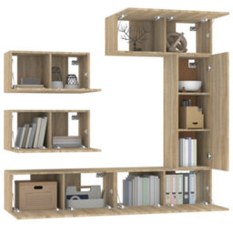Berkfield Classic 6 Piece Tv Cabinet Set Sonoma Oak Engineered Wood - thumbnail 4