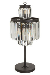 Orsina Art Deco Table Lamp, Elegant Crystal Lighting For Bedroom Or Living Room, Statement Iron Frame With 10 Bulbs - thumbnail 2