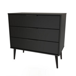 Hong Kong Ready Assembled Matt Black No Effect 3 Drawer Wide Chest (H)695mm (W)765mm (D)415mm - thumbnail 1