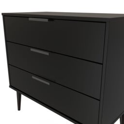 Hong Kong Ready Assembled Matt Black No Effect 3 Drawer Wide Chest (H)695mm (W)765mm (D)415mm - thumbnail 5