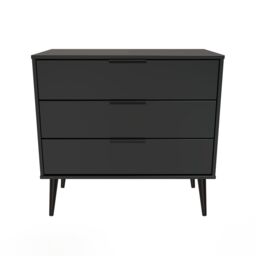 Hong Kong Ready Assembled Matt Black No Effect 3 Drawer Wide Chest (H)695mm (W)765mm (D)415mm - thumbnail 2