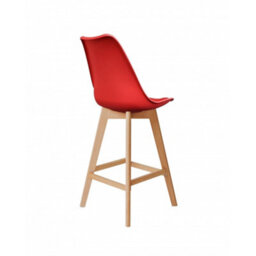 Fusion Living Soho Red Plastic Bar Stool With Light Wood Legs - thumbnail 3