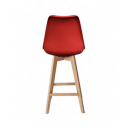 Fusion Living Soho Red Plastic Bar Stool With Light Wood Legs - thumbnail 4