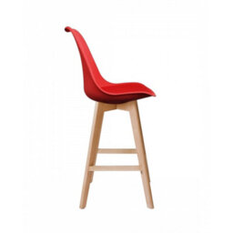 Fusion Living Soho Red Plastic Bar Stool With Light Wood Legs - thumbnail 5