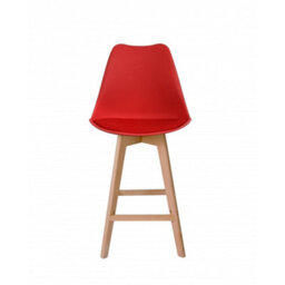 Fusion Living Soho Red Plastic Bar Stool With Light Wood Legs - thumbnail 6