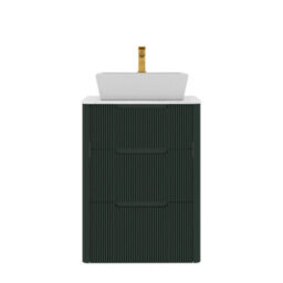 Royal Bathrooms Avenza 600mm Deep Moss Green Floor Standing Countertop Bathroom Vanity Unit 3 Drawer With Cube Basin - thumbnail 6