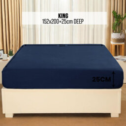 Aspire Homeware Navy Fitted Sheet-(25Cm) Deep Hotel Quality -Breathable Fitted Bed Sheets King (L)200 X (W)152Cm - thumbnail 7