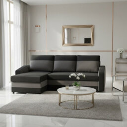 Orion A Corner Sofa Bed With Storage Universal Site Black Dark Grey - thumbnail 1