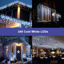Shatchi 240 Led Icicle Lights 5M - 8 Modes, Cool White Outdoor Christmas Lights - thumbnail 5