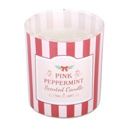 Pink Peppermint Scented Glass Candle In Striped Gift Box - thumbnail 3