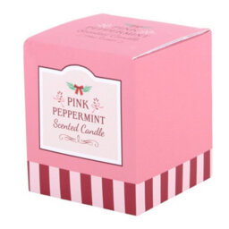 Pink Peppermint Scented Glass Candle In Striped Gift Box - thumbnail 5