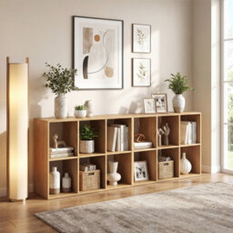 Costway 6-Cube Bookshelf 3-Tier Cubby Bookcase With Back Guardrail & Anti-Tipping Kits-Natural - thumbnail 8