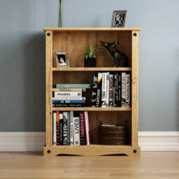 Brown 2-Shelf Low Pine Storage Bookcase - thumbnail 4