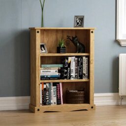 Brown 2-Shelf Low Pine Storage Bookcase - thumbnail 1