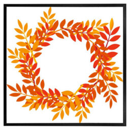 "Andrew Lee Orange & Red Autumn Leaves (Picutre Frame) / 12X12"" / Grey" - thumbnail 9