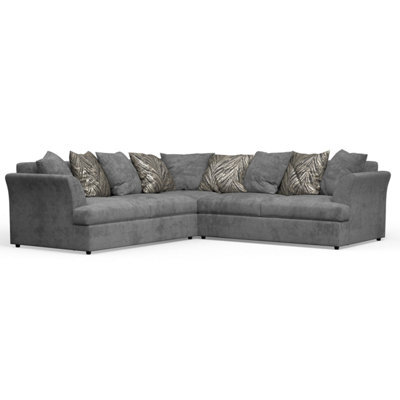Furnishings For Less UK Mellors Pewter Grey Chenille 5 Seater Corner Sofa L Shaped 2 Corner 2 Scatter Back - image 1