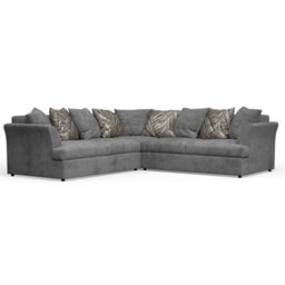 Furnishings For Less UK Mellors Pewter Grey Chenille 5 Seater Corner Sofa L Shaped 2 Corner 2 Scatter Back - thumbnail 1