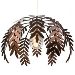 Happy Homewares Classic Fern Leaf Design Ceiling Pendant Light Shade In Stylish Bronze Finish