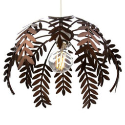 Happy Homewares Classic Fern Leaf Design Ceiling Pendant Light Shade In Stylish Bronze Finish - thumbnail 2