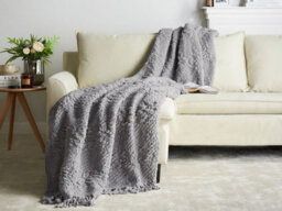 Beliani Blanket Vella Cotton 200 X 220 Cm Grey - thumbnail 2
