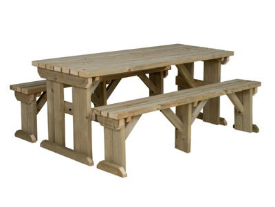 Arbor Garden Solutions Picnic Bench And Table Set, Aspen Wooden Patio Furniture (8Ft, Natural Finish) - image 1