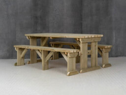 Arbor Garden Solutions Picnic Bench And Table Set, Aspen Wooden Patio Furniture (8Ft, Natural Finish) - thumbnail 2