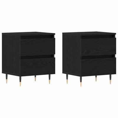 Berkfield Modern Bedside Cabinets 2 Pcs Black Oak 40X35X50 Cm Engineered Wood - image 1