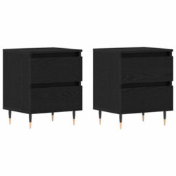 Berkfield Modern Bedside Cabinets 2 Pcs Black Oak 40X35X50 Cm Engineered Wood - thumbnail 1