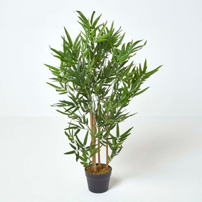 Homescapes Artificial Green Handcrafted Bamboo Tree Plant With Pot, 95 Cm (3 Ft) - image 1