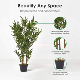 Homescapes Artificial Green Handcrafted Bamboo Tree Plant With Pot, 95 Cm (3 Ft) - thumbnail 2