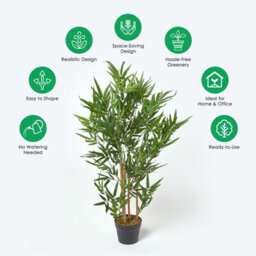 Homescapes Artificial Green Handcrafted Bamboo Tree Plant With Pot, 95 Cm (3 Ft) - thumbnail 5