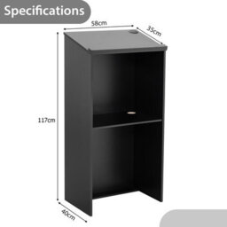 Costway Wooden Podium Stand Pulpit Lectern Hostess Stand For Speakers With Storage Shelf - thumbnail 2