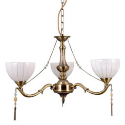 Luminosa Lighting Luminosa Stylized Chandeliers Golden 3 Light With Milky, Glass Shade, E27