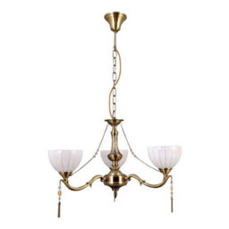 Luminosa Lighting Luminosa Stylized Chandeliers Golden 3 Light  With Milky, Glass Shade, E27 - thumbnail 2