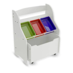 Hygrad Built to Survive Wooden Kids Toy Storage Organizer, 3 Plastic Bins, Extra Rolling Toy Box Chest & Storage Shelf, Toddler Furniture Storage Unit Wit - thumbnail 3