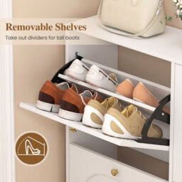 Costway Shoe Storage Cabinet With 4 Flip Drawers For Entryway24 Cm Narrow Hidden Shoe Organizer White - thumbnail 6