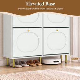 Costway Shoe Storage Cabinet With 4 Flip Drawers For Entryway24 Cm Narrow Hidden Shoe Organizer White - thumbnail 7