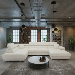 Torezio Bis U Shape Sleeper Corner Sofa Has Storage Adjustable Headrests Chipboard Frame 346X203X90Cm Cream Left
