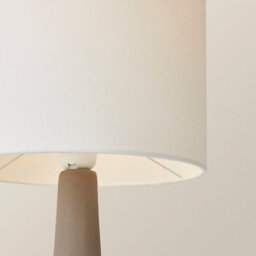 Valuelights Hayley Natural Linen Drum Shade Grey Squat Base Ceramic Table Lamp And Led Bulb - thumbnail 4