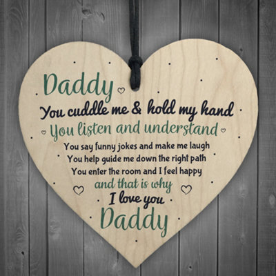 Red Ocean Love You Daddy's Girl Hanging Wooden Heart Fathers Day Gift For Him Daughter Son Birthday Present - image 1