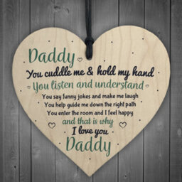 Red Ocean Love You Daddy's Girl Hanging Wooden Heart Fathers Day Gift For Him Daughter Son Birthday Present